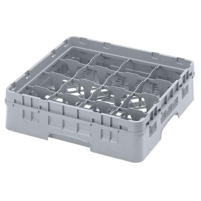 CAMBRO - 16S318-151 - Cesta de lavado 16 comp. 1 altura - 10,9 cm Ø máx. - alt. máx. 9,4 cm - 50 x 50 x 14,3 cm - Gris claro
