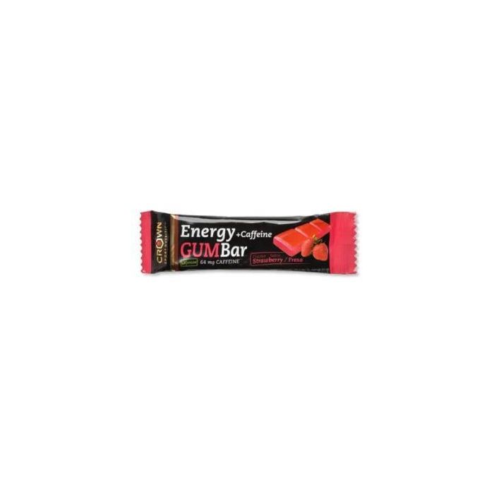 CROWN SPORT NUTRITION Energy Gum Bar Fresa + Cafeína 1 x 30g - Barrita gominola vegana para rendimiento deportivo