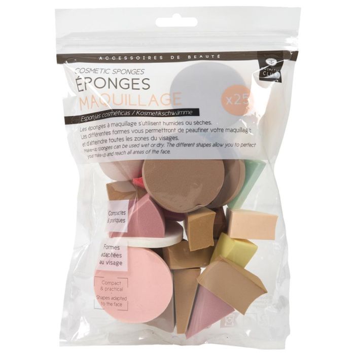 Cosmetic Club Juego de 25 Esponjas de Maquillaje, 5 Formas Diferentes, Reutilizables y Lavables para Aplicación Perfecta 0 Cosmetic Club Juego de 25 Esponjas de Maquillaje, 5 Formas Diferentes, Reutilizables y Lavables para Aplicación Perfecta 0