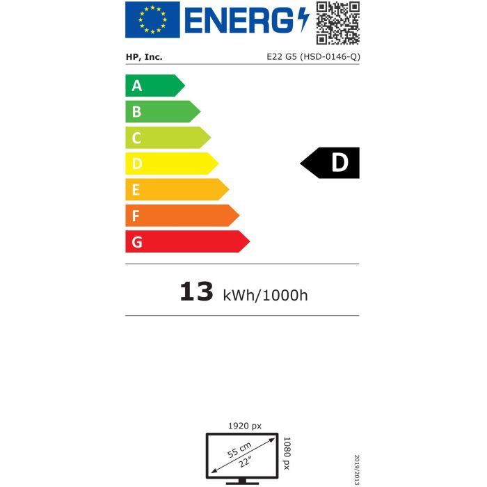 HP Monitor E22 G5 / 21,5" / FHD / HDMI-DisplayPort-USB(A)-USB(B) / Regulable Altura 3