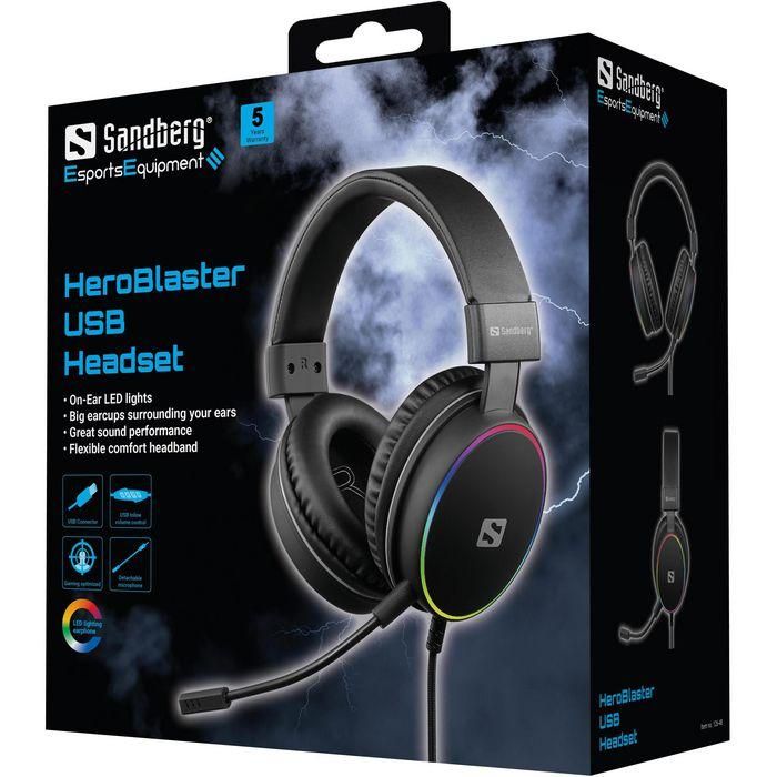Sandberg HeroBlaster Auriculares Gaming USB de Diadema Supraaurales con Aislamiento de Sonido, Cómodos para Largas Sesiones 6