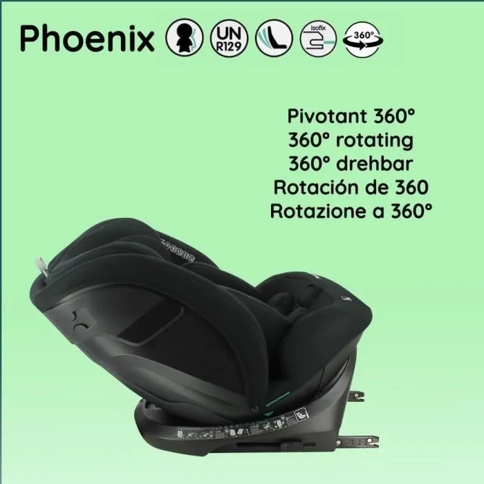 Nania NAN3760425910250 Silla de Coche Isofix PHoeNIX Grupo 0/1/2/3 I-Size Giratoria Reclinable Reductora Negra 4