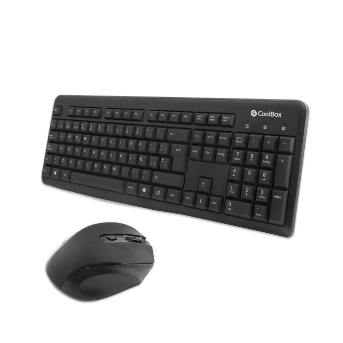 Teclado y Ratón CoolBox COO-KTR-02W Qwerty Español Inalámbrico Negro Español QWERTY