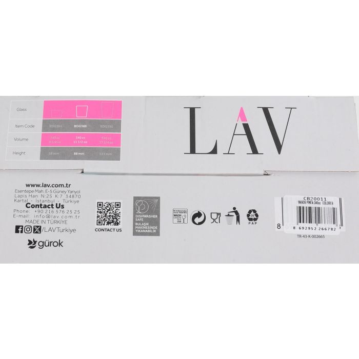 Set de 4 Vasos Pinta 340 cc Colores - LAV (6 Cajas) 1 Set de 4 Vasos Pinta 340 cc Colores - LAV (6 Cajas) 1