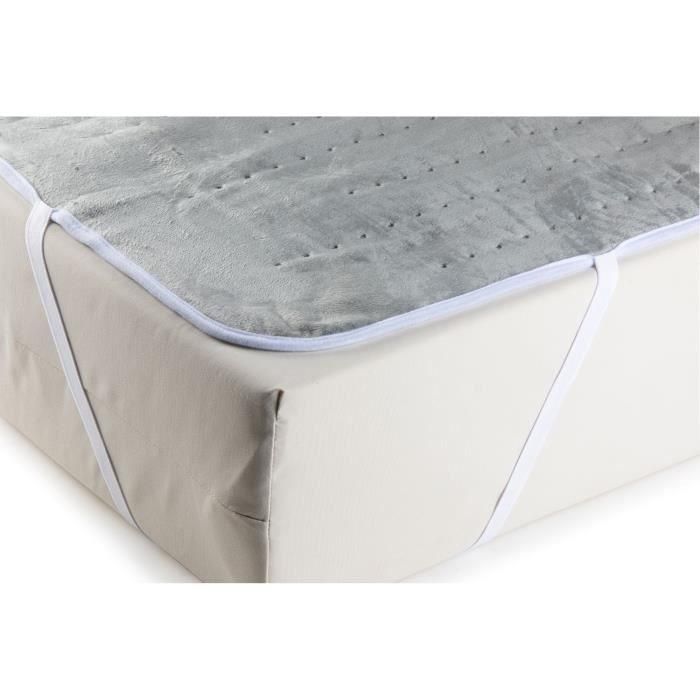 Calentador de cama eléctrico DOMO para 2 personas - 6 niveles de calor - Promueve la relajación - Polar de franela - 160x140 cm - Gris 5