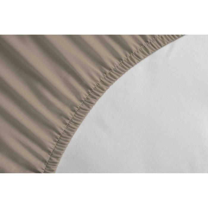 LOVELY HOME Sábana ajustable 100% Algodón 160x200cm - Gorro 35cm - Beige 2 LOVELY HOME Sábana ajustable 100% Algodón 160x200cm - Gorro 35cm - Beige 2