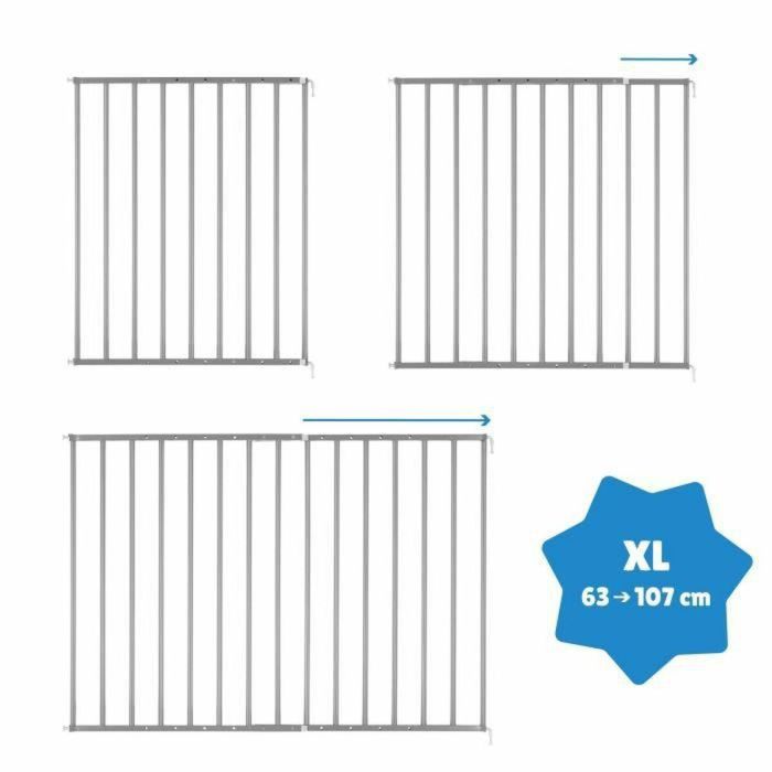 Badabulle Barrera de seguridad Safe & Protect XL 60-107 cm, fijación tornillos, apertura con una mano, sin barra de suelo 2