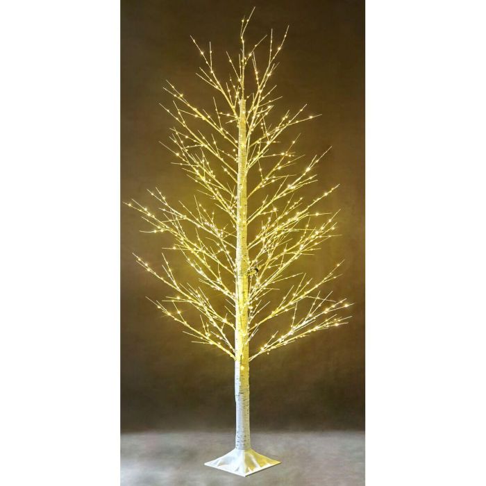 DKD Home Decor Árbol de Navidad Alpina LED Blanco 180 cm con Luz Cálida | Colección White Forest | Cable 5m IP44