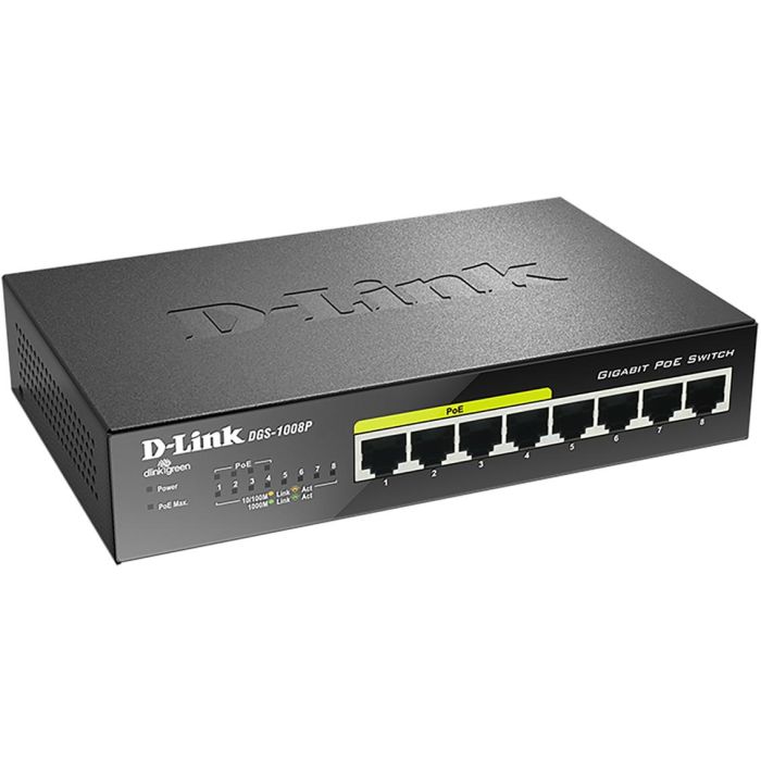D-LINK Switch DGS-1008P 8 Puertos Gigabit Ethernet No Administrado PoE hasta 68W 1