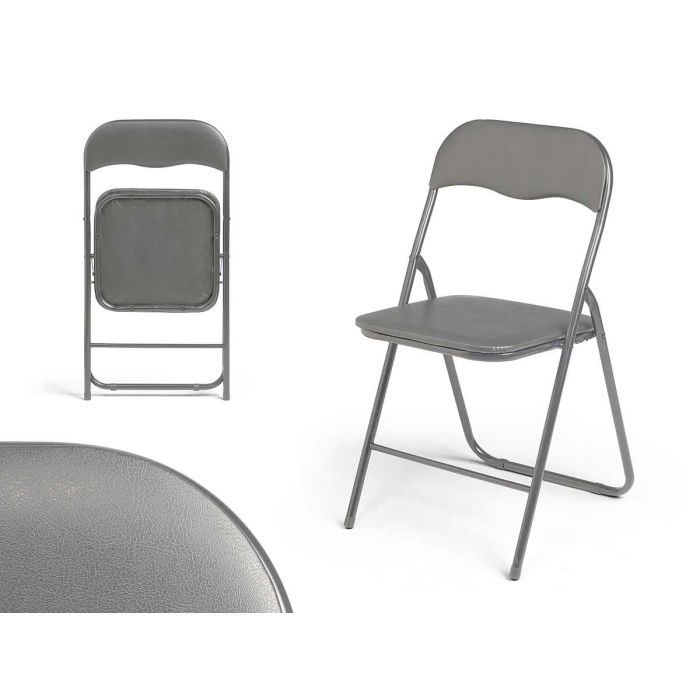 Giftdecor Silla Plegable Gris de PVC y Metal - Medidas: Abierta 44x43.5x78 cm, Plegada 86.5x4x4.4 cm (6 Unidades) Giftdecor Silla Plegable Gris de PVC y Metal - Medidas: Abierta 44x43.5x78 cm, Plegada 86.5x4x4.4 cm (6 Unidades)