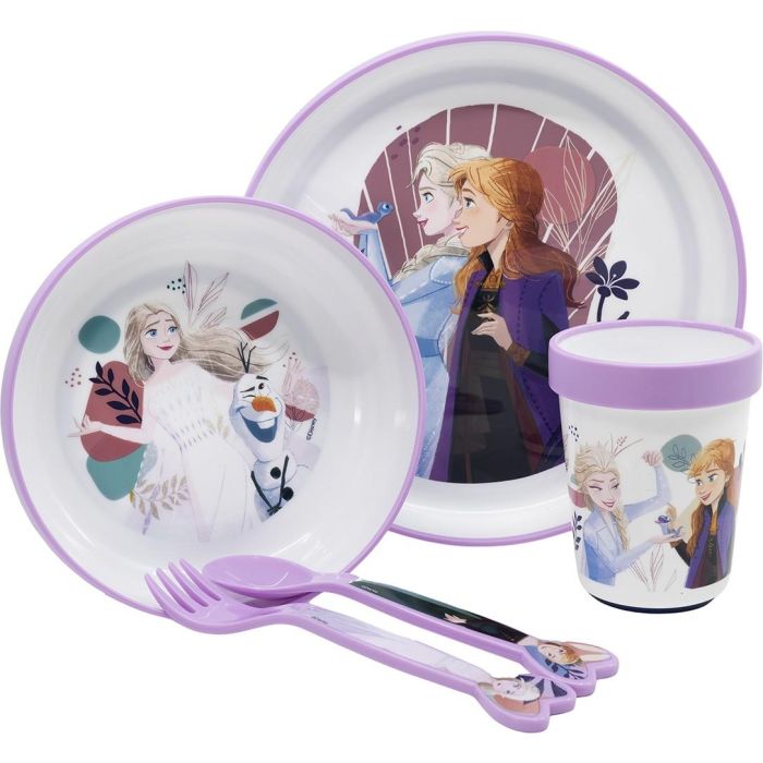 Frozen Set Premium Bicolor Antideslizante 5 Piezas Plástico Alimentario CZ11305 Apto para Niños 1