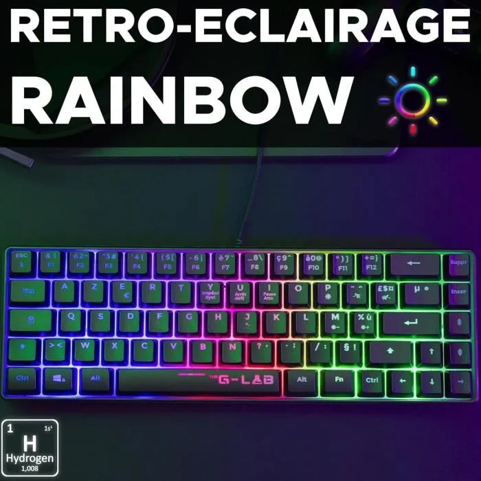 The G-Lab Teclado para juegos KEYZ-HYDROGEN/FR 60% Membrana negra 3