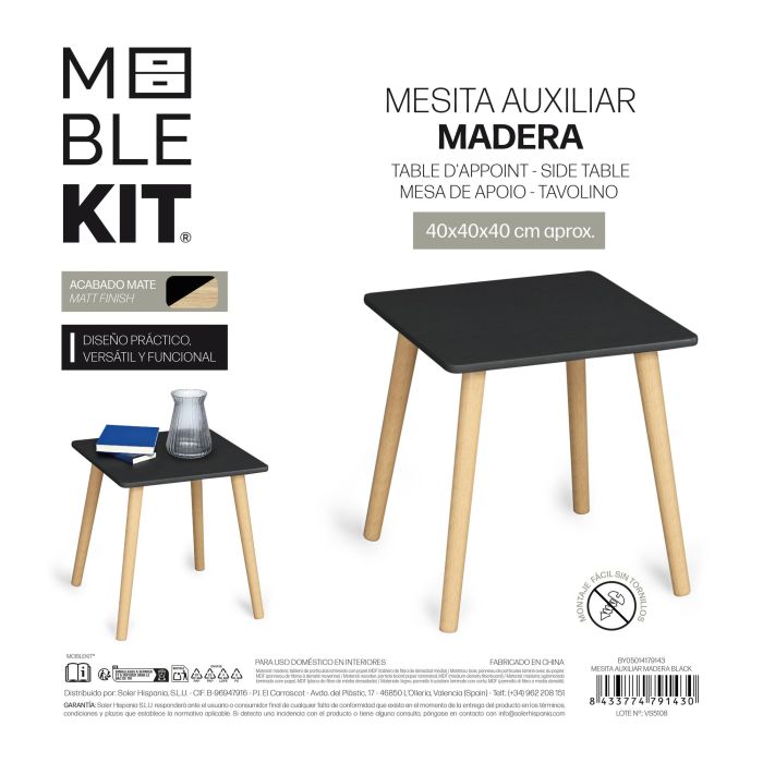 Mesita Auxiliar Madera Black Moblekit (2 Unidades) 3