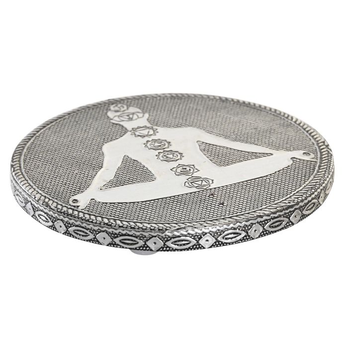 DKD Home Decor Soporte Incienso Árabe Plateado de Madera y Aluminio Colección Chakras 10 x 1 x 10 cm