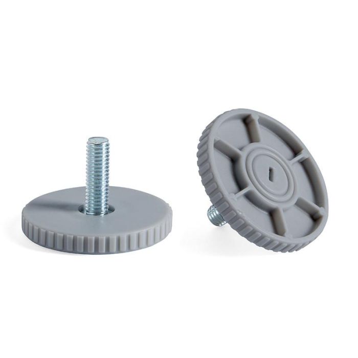 ALK System Pie Nivelador TANO Ø45 M8x24 Acero/Plástico Gris Plata con Huella Allen 4mm para Muebles