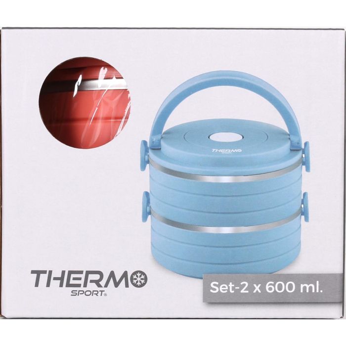 Thermosport Set 2 Fiambreras Plástico-Acero de 0.6 L - Ideal para Transporte de Alimentos (6 Unidades) 1
