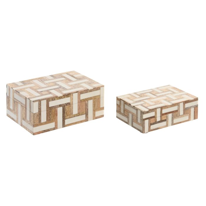 Joyero Urban DKD Home Decor Natural Blanco 13 x 7.5 x 18 cm Set de 2 Joyero Urban DKD Home Decor Natural Blanco 13 x 7.5 x 18 cm Set de 2