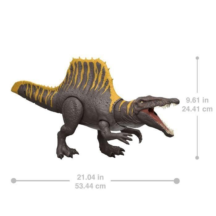 Mattel Figura Dinosaurio Jurassic World Spinosaurus, 25.4x55.83x11.43 cm, Edad 4+ años, Incluye Pilas LR44 3
