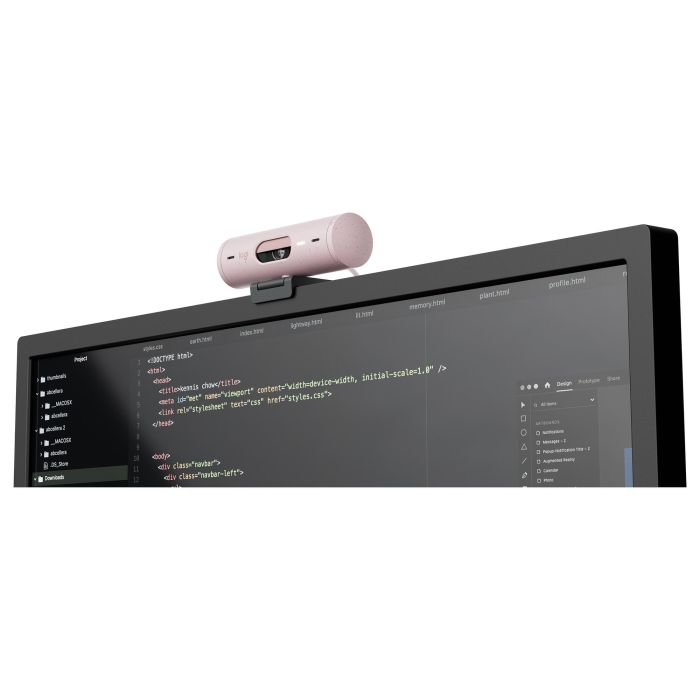 Logitech Webcam Brio 500 Rosa Full HD 1080p 4MP 90° con Clip de Montaje Universal USB-C Plug and Play Rightlight 4 HDR 14
