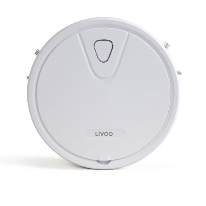 Livoo DOH135 Robot Aspirador 800 Pa, 70 min Autonomía, 67 dB, Depósito 500 mL, Blanco