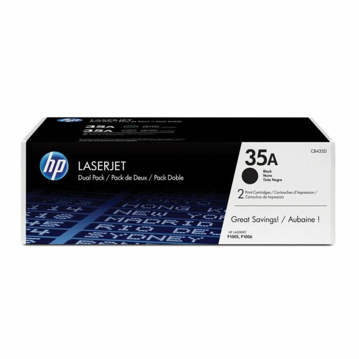 HP Tóner original LaserJet CB435AD negro, pack doble, 1500 páginas (rendimiento), para HP LaserJet P1005, P1006, P1505, M1120, M1522