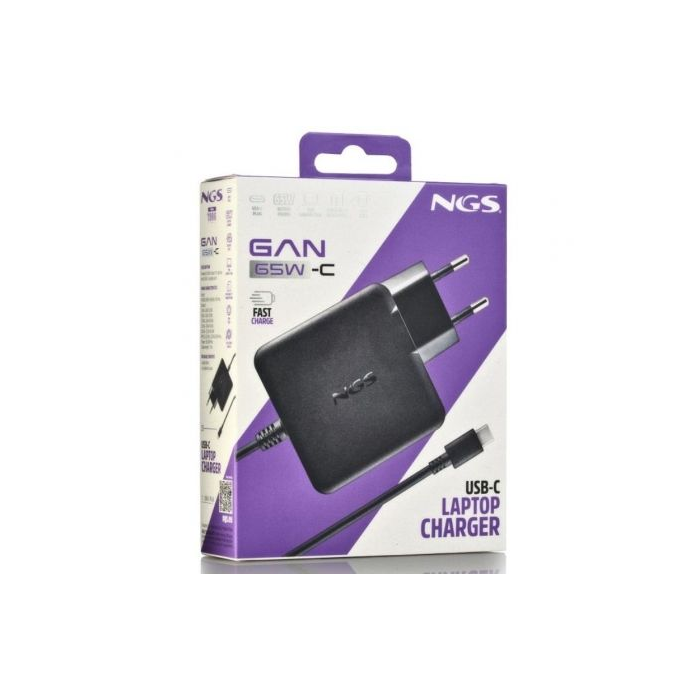 NGS GAN65W-C Cargador de Pared GaN USB-C 65W PD 3.0 para Portátil, Tablet y Smartphone - Automático, 5-20V, Protección SobreCarga - Cable 1.5m 3