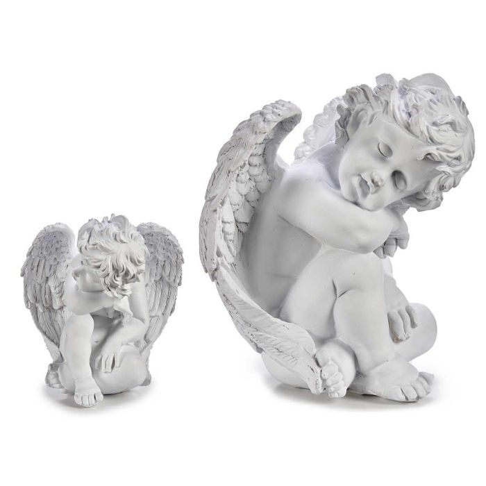 Figura de Ángel Durmiendo en Poliresina Krist+ 24x27x28 cm Blanco (4 Unidades) Figura de Ángel Durmiendo en Poliresina Krist+ 24x27x28 cm Blanco (4 Unidades)
