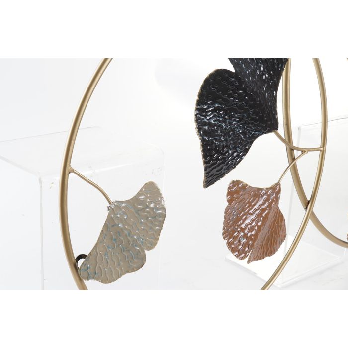 DKD Home Decor 7 x 67 x 103.5 cm Decoración de Pared Metal Terracota Dorado Hojas 1