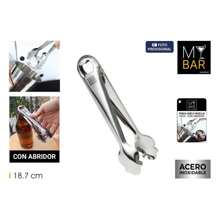# -96- Pinza Hielo Muelle Inox Con Abridor My Bar (24 Unidades) 0 # -96- Pinza Hielo Muelle Inox Con Abridor My Bar (24 Unidades) 0