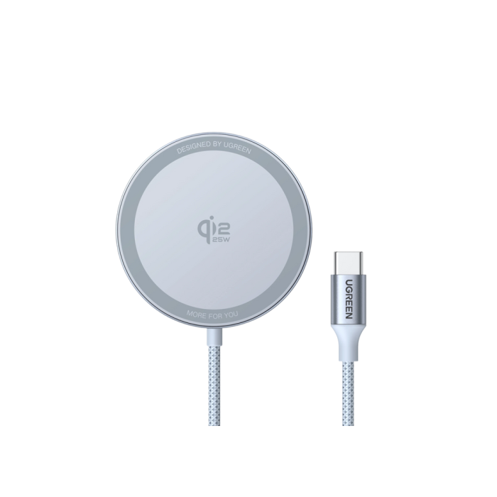 Ugreen 55959 Cargador Inalámbrico de Auto MagFlow para Smartphone, USB, Gris, 25W de Potencia Máxima