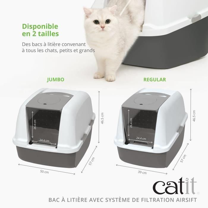 Catit Caja de Arena Cubierta para Gato, Tapa Grande Elevable, Color Gris, con Privacidad y Retención de Arena, Fácil Limpieza, 40x55x45 cm 5 Catit Caja de Arena Cubierta para Gato, Tapa Grande Elevable, Color Gris, con Privacidad y Retención de Arena, Fácil Limpieza, 40x55x45 cm 5
