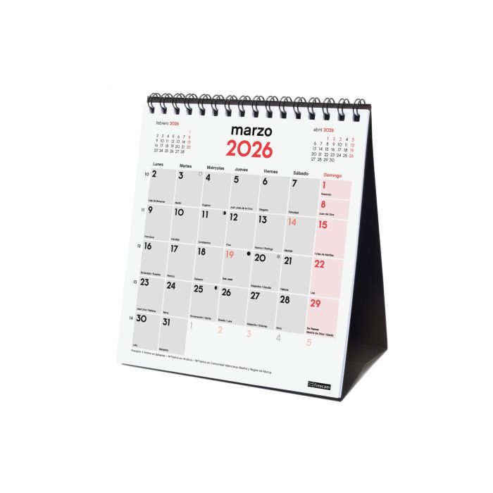Finocam XS-140x150 mm Mv Calendario de Sobremesa para Escribir 2026, Anualidad de 12 meses, Planificación y Festivos 2