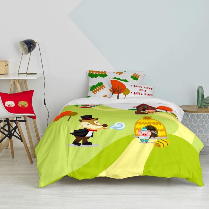 Juego de funda nórdica HappyFriday Mr Fox Piggys Multicolor Cama de 80 2 Piezas 4