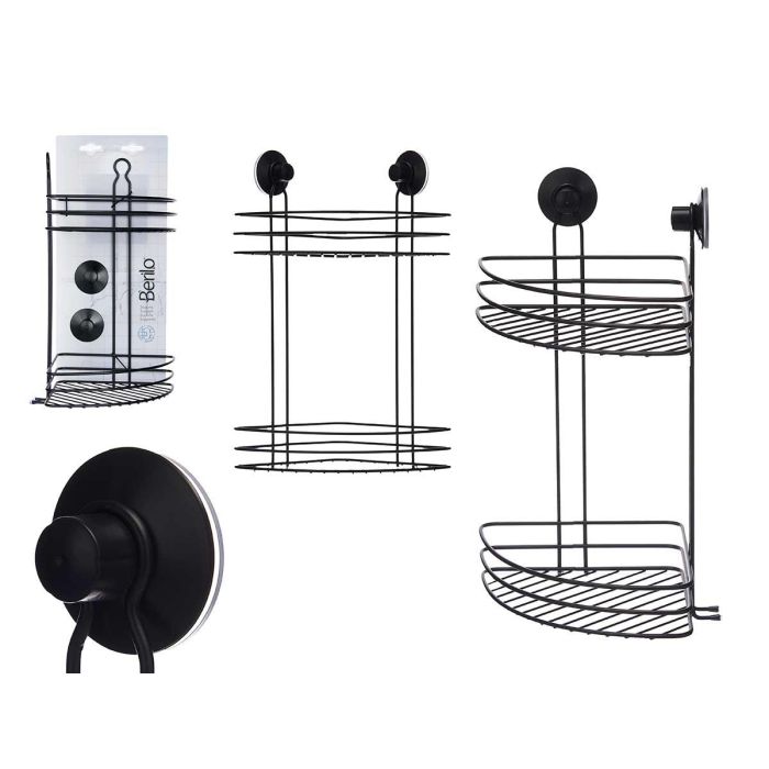 Soporte Metal Negro Mate Ducha Esq 2 Pisos Ventosa Berilo 26X39CM (6 Unidades) Soporte Metal Negro Mate Ducha Esq 2 Pisos Ventosa Berilo 26X39CM (6 Unidades)