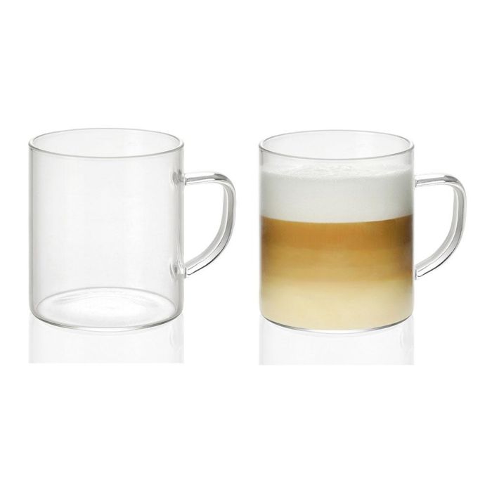 Andrea House Juego de 2 tazas de vidrio 300 ml ms19209, Ø7,5x8,5 cm, transparente, para café o té 2 Andrea House Juego de 2 tazas de vidrio 300 ml ms19209, Ø7,5x8,5 cm, transparente, para café o té 2