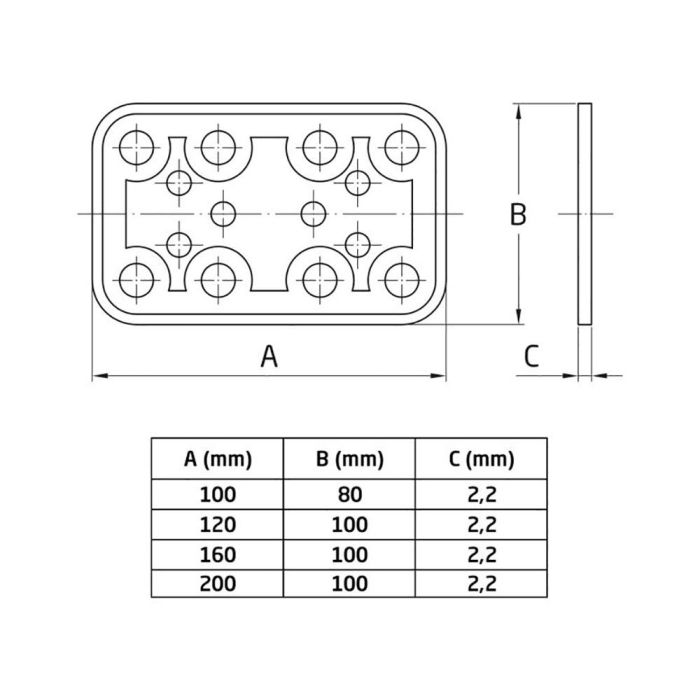 Amig Placa de unión 504 Acero bicromatado 120x100mm 12126 1 Amig Placa de unión 504 Acero bicromatado 120x100mm 12126 1