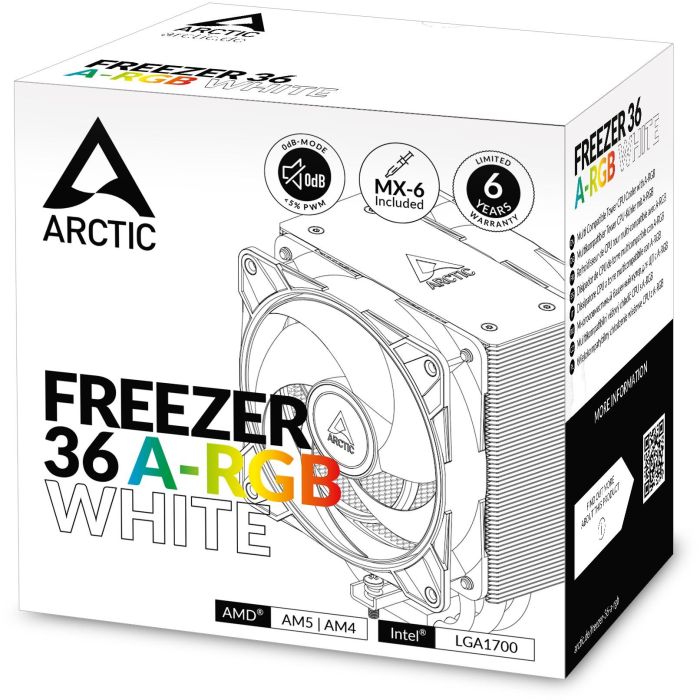 ARCTIC Freezer 36 A-RGB White Refrigerador de Aire para Procesador Intel LGA1851, LGA1700, AMD AM4, AM5 8