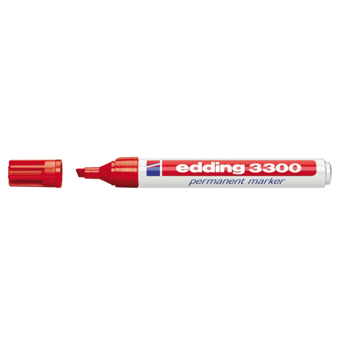 Edding Marcador Permanente 3300 Punta Biselada Rojo, Set de 10, Grosor de Trazo 1-5 mm, Resistente al Agua (Set de 10) 1