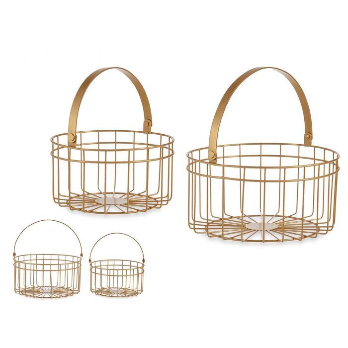 Set 2 Cestas Redondas Doradas Giftdecor 25x27 cm Set 2 Cestas Redondas Doradas Giftdecor 25x27 cm