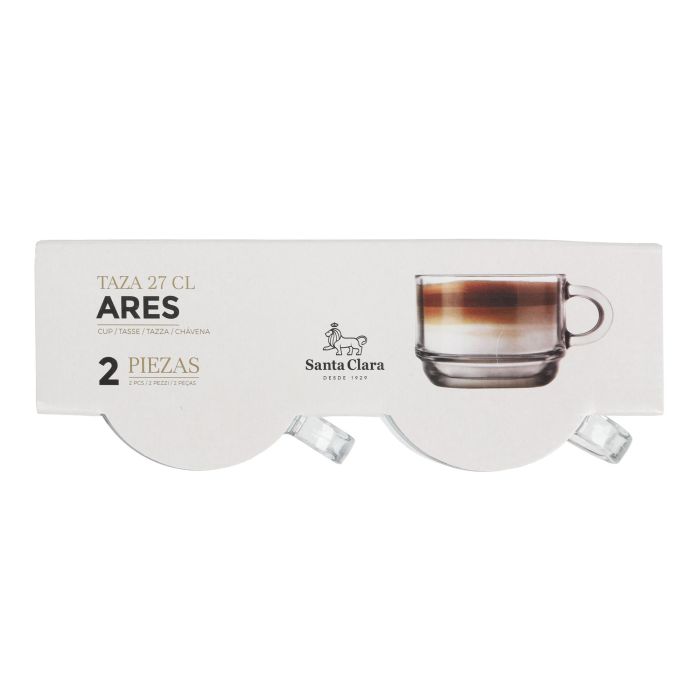 LAV - Set de 2 Tazas Ares 27 cl para Café o Leche, Dimensiones: 11,5 cm de largo x 8,7 cm de ancho x 6,5 cm de alto (12 Unidades)