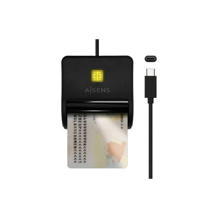 AISENS Lector DNI USB-C ASCR-SN03C-BK Externo Negro