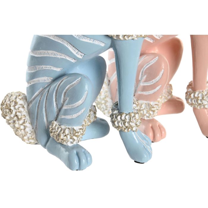 DKD Home Decor Figura Perro Caniche Resina Rosa Azul 10 x 30.5 x 18 cm (2 Unidades) 2