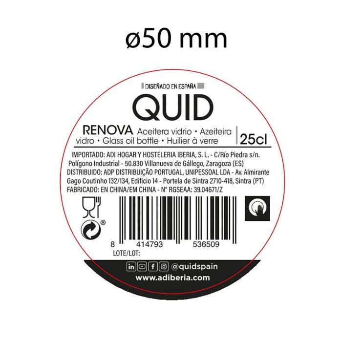 Aceitera Quid Renova Transparente Vidrio 250 ml (12 Unidades) (Pack 12x) 3