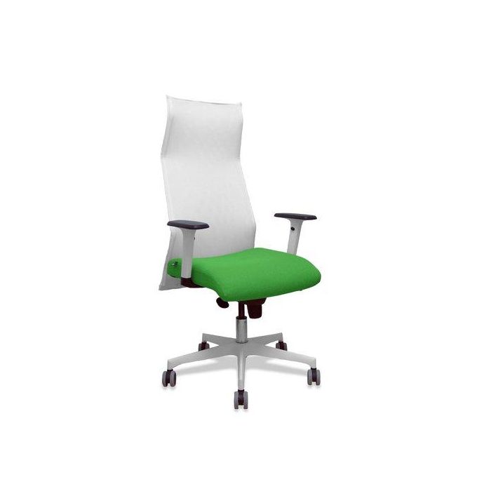 Sillon Piqueras Y Crespo Sahuco Direccion Uso Intensivo (8H) Brazos Blancos Regulables Mecanismo Sincro Respaldo Malla Blanca Transpirable Y Asiento Tapizado Bali Verde