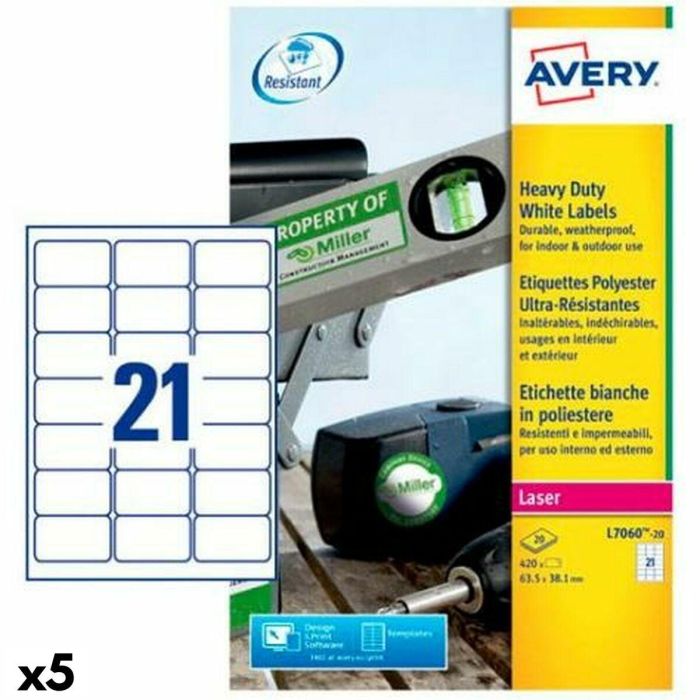 Etiquetas para Impresora Avery Blanco 20 Hojas 63,5 x 38,1 mm (5 Unidades) Etiquetas para Impresora Avery Blanco 20 Hojas 63,5 x 38,1 mm (5 Unidades)