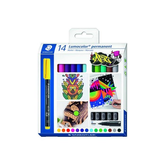 Staedtler 317 Rotulador Lumocolor Retroproyección Permanente Punta de Fibra, Caja 14 Unidades Colores Surtidos