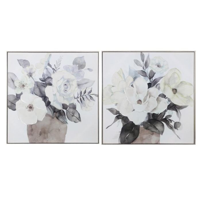Cuadro Tradicional DKD Home Decor Blanco Marron 3.5 x 80 x 80 cm (2 Unidades)