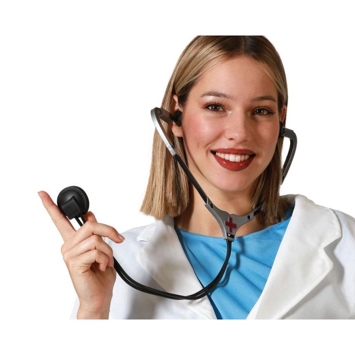 Estetoscopio Negro Con Detalle Rojo Para Disfraz De Médico Estetoscopio Negro Con Detalle Rojo Para Disfraz De Médico