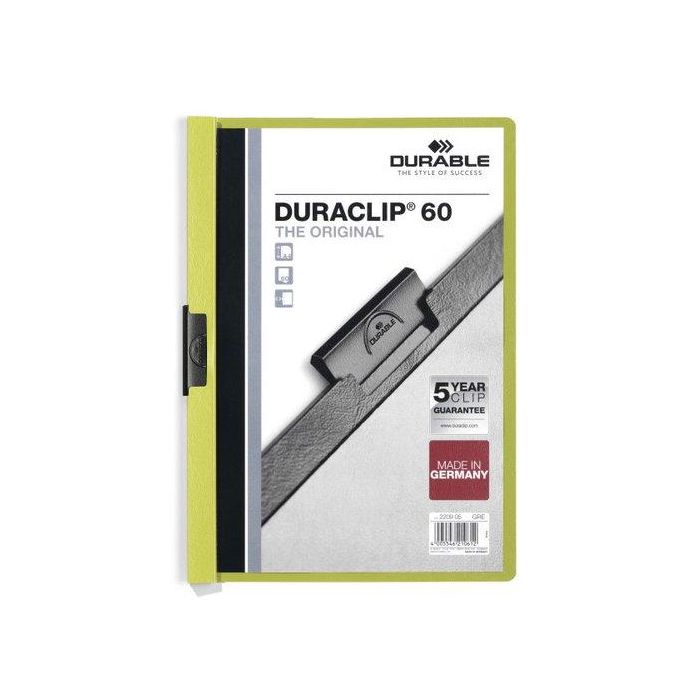 Dosier Clip Duraclip Pvc A4 2209 Pinza Metal 60H Verde Claro (Set de 25)