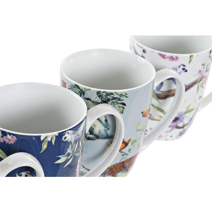 DKD Home Decor Taza Porcelana Tropical Multicolor 400ml 8.2 x 10.6 x 12 cm (12 Unidades) 2